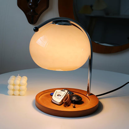 Élise Glaskerzenwärmerlampe mit Holzsockel-Design
