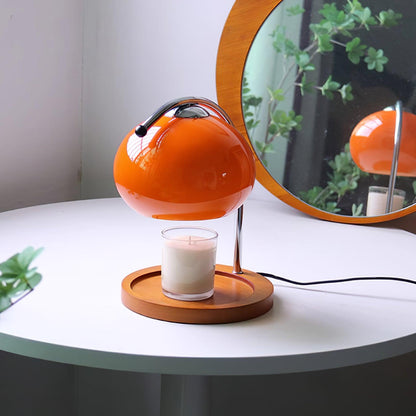 Élise Glaskerzenwärmerlampe mit Holzsockel-Design