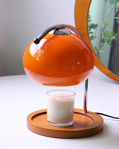 Élise Glaskerzenwärmerlampe mit Holzsockel-Design