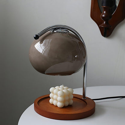 Élise Glaskerzenwärmerlampe mit Holzsockel-Design