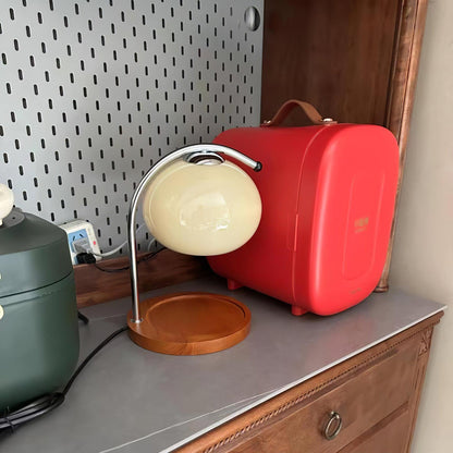 Élise Glaskerzenwärmerlampe mit Holzsockel-Design