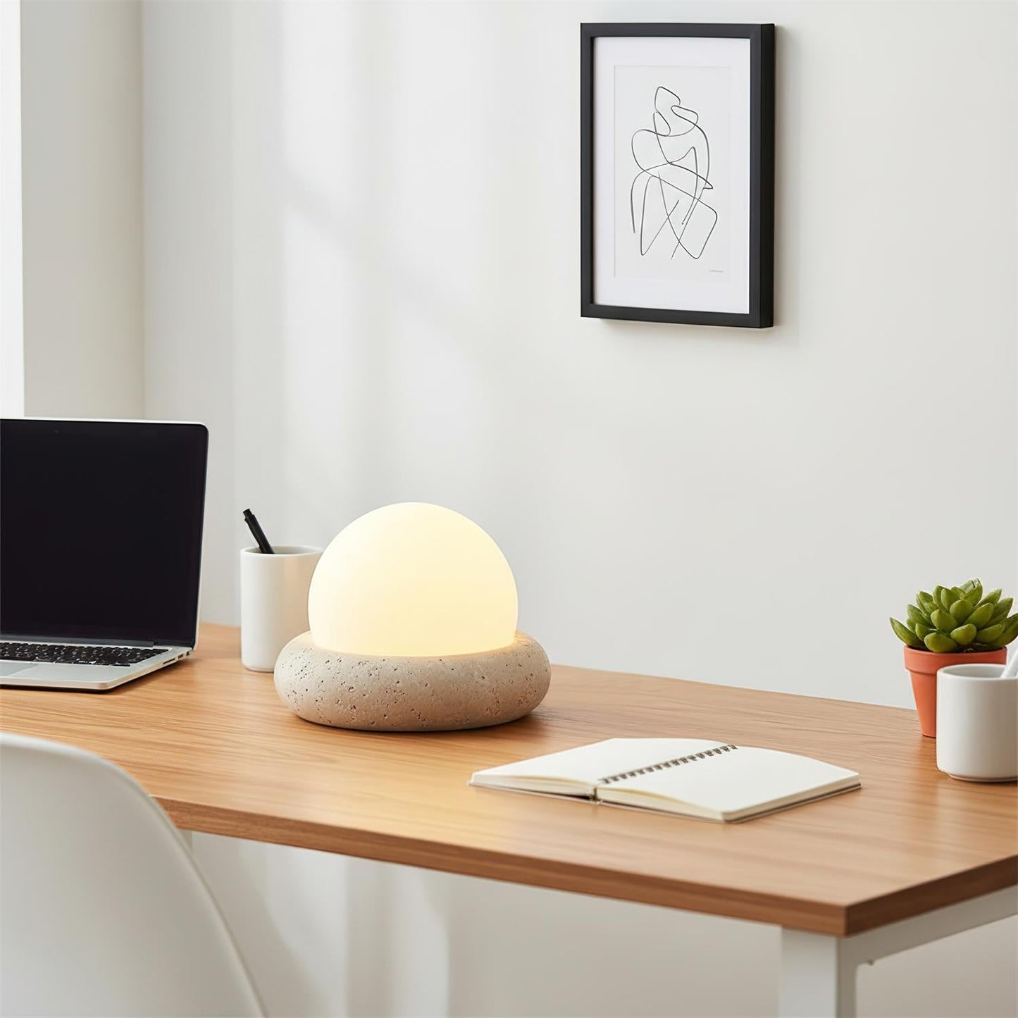 Noémie Mini Stone LED Table Lamp with Frosted Acrylic Shade