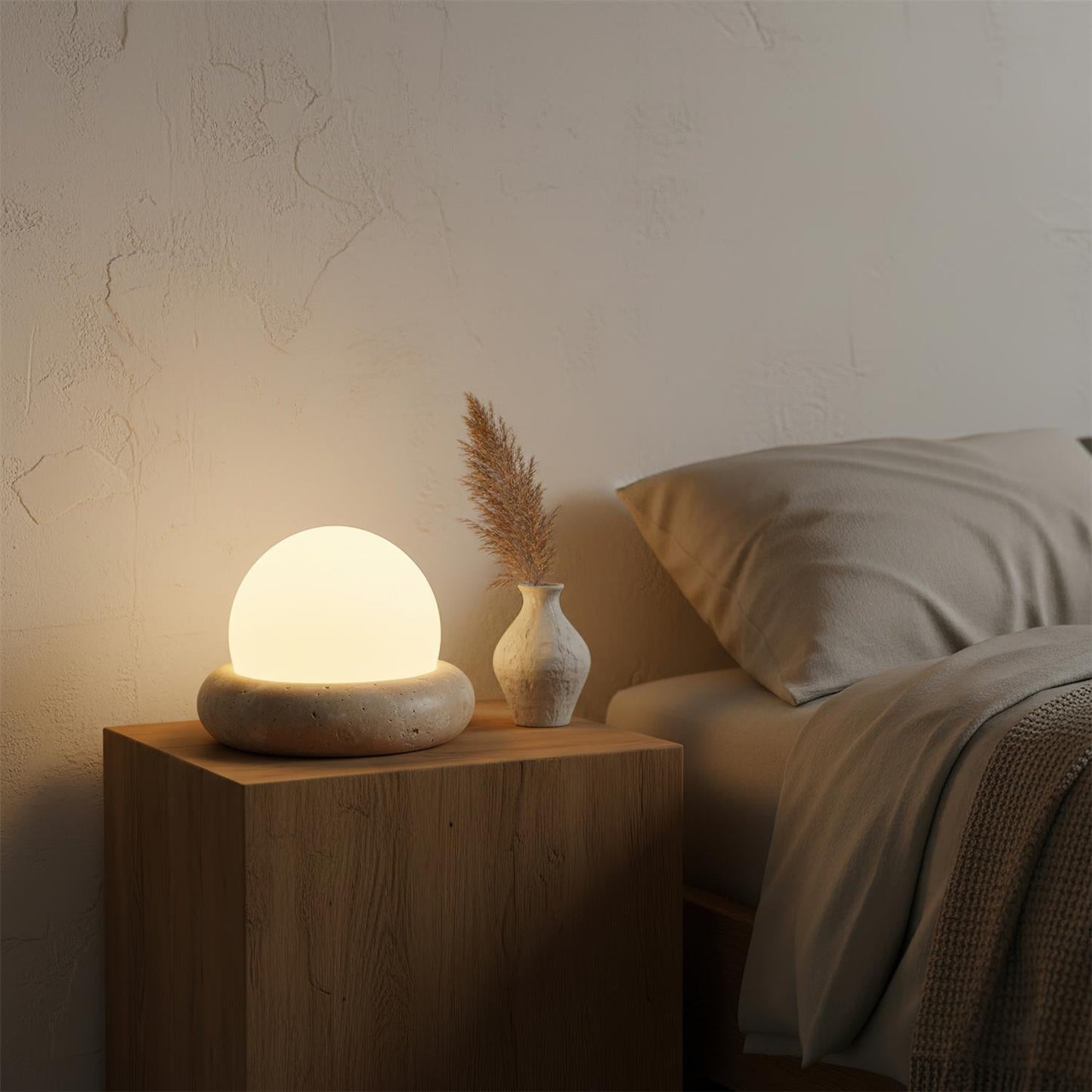 Noémie Mini Stone LED Table Lamp with Frosted Acrylic Shade
