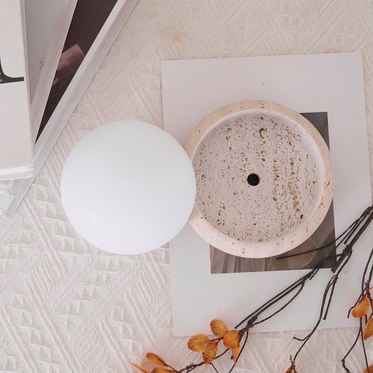 Noémie Mini Stone LED Table Lamp with Frosted Acrylic Shade
