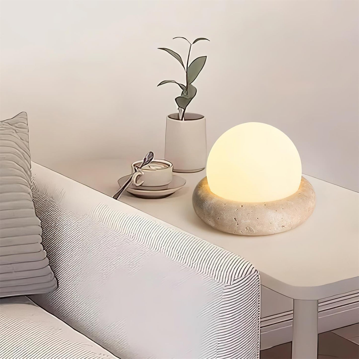 Noémie Mini Stone LED Table Lamp with Frosted Acrylic Shade
