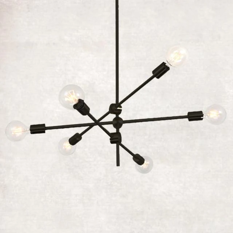 Élise Moderner Sputnik LED Kronleuchter Gold Schwarz Mid-Century Deckenleuchte