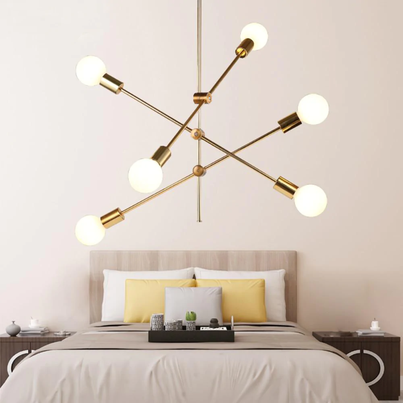 Élise Moderner Sputnik LED Kronleuchter Gold Schwarz Mid-Century Deckenleuchte