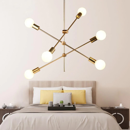 Élise Moderner Sputnik LED Kronleuchter Gold Schwarz Mid-Century Deckenleuchte