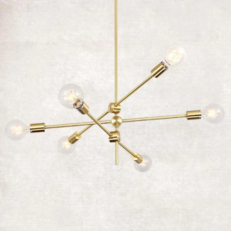 Élise Moderner Sputnik LED Kronleuchter Gold Schwarz Mid-Century Deckenleuchte