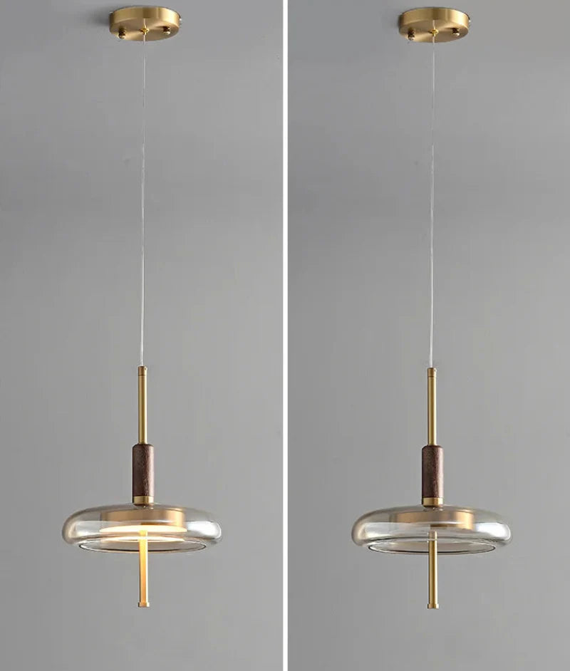 Sophie Nimbus Loft Glas Pendelleuchte mit Kupferakzent Deckenlampe