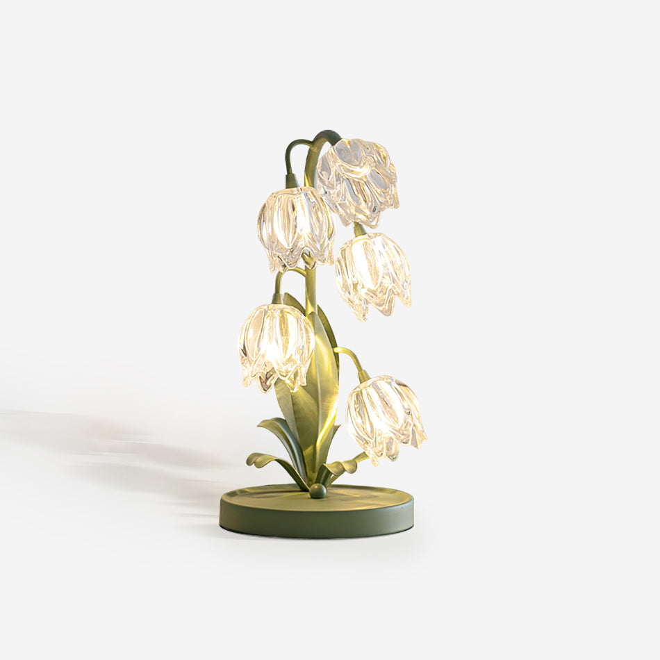 Aurélia Green Flower Table Lamp with Glass Petal Design