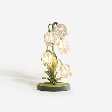 Aurélia Green Flower Table Lamp with Glass Petal Design