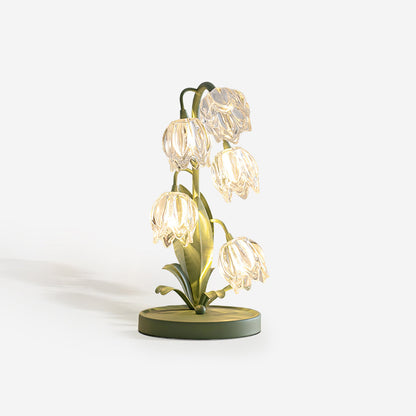 Aurélia Green Flower Table Lamp with Glass Petal Design