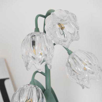 Aurélia Green Flower Table Lamp with Glass Petal Design