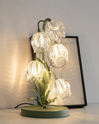 Aurélia Green Flower Table Lamp with Glass Petal Design