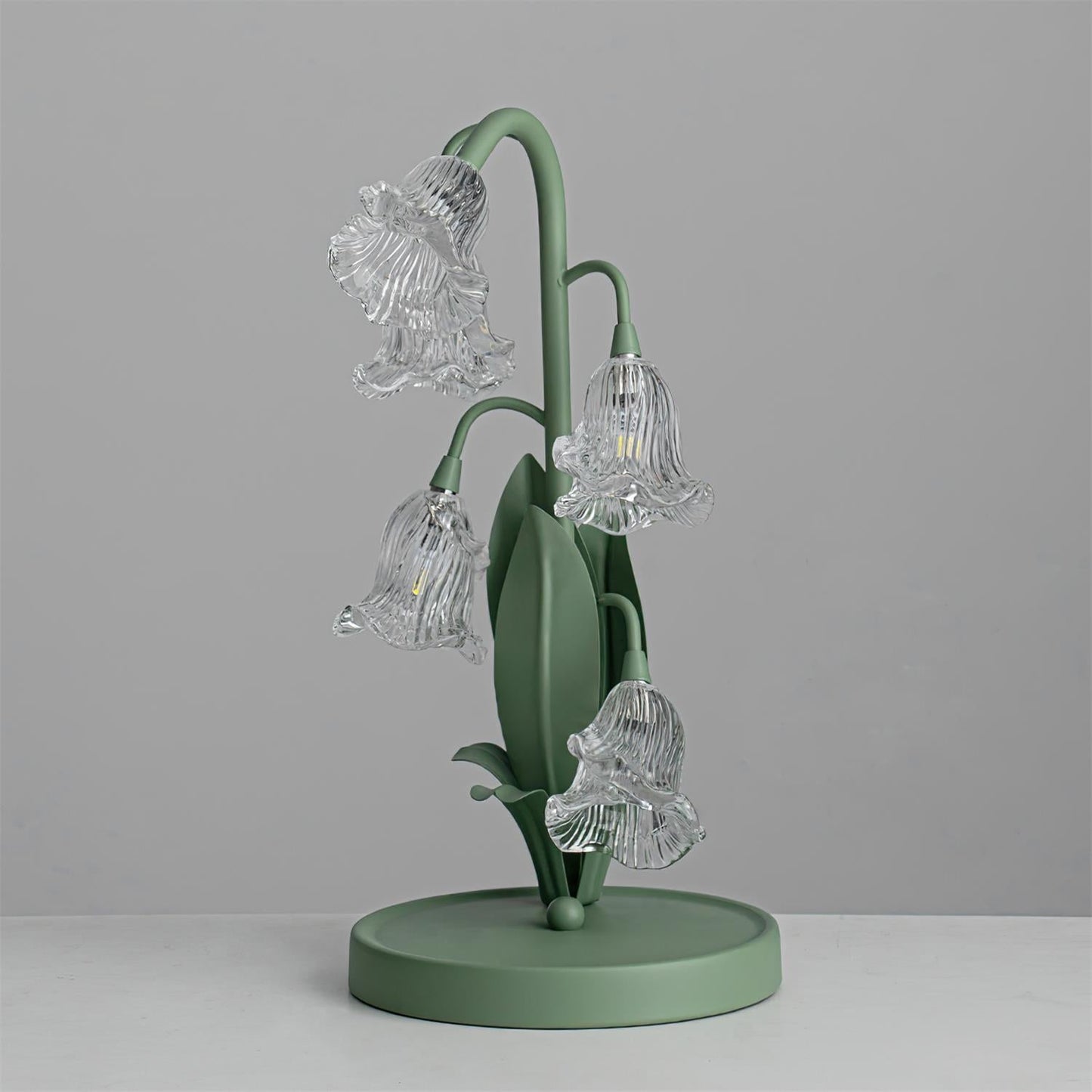 Aurélia Green Flower Table Lamp with Glass Petal Design