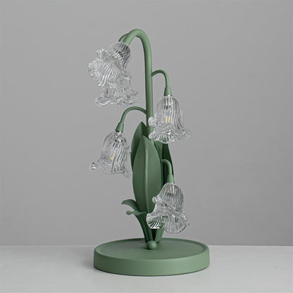 Aurélia Green Flower Table Lamp with Glass Petal Design