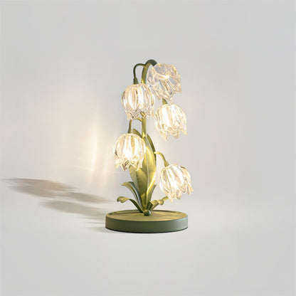 Aurélia Green Flower Table Lamp with Glass Petal Design