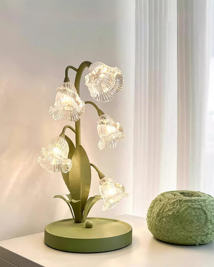 Aurélia Green Flower Table Lamp with Glass Petal Design
