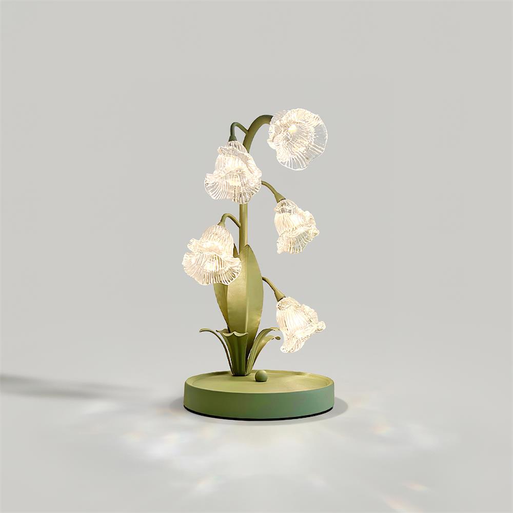 Aurélia Green Flower Table Lamp with Glass Petal Design