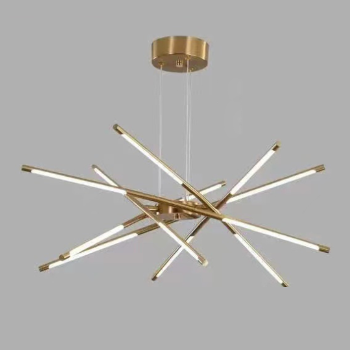 Sophie Moderne Glas-Metall LED-Hängeleuchte Luxuriöser goldener Mehrfach-Kronleuchter