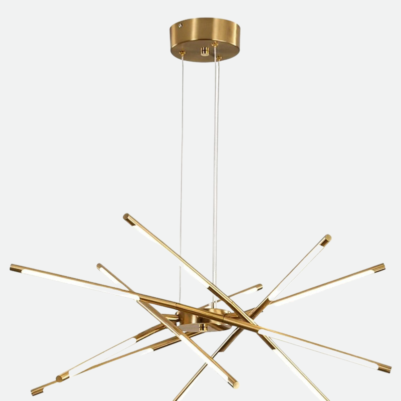 Sophie Moderne Glas-Metall LED-Hängeleuchte Luxuriöser goldener Mehrfach-Kronleuchter
