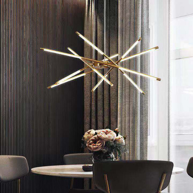 Sophie Moderne Glas-Metall LED-Hängeleuchte Luxuriöser goldener Mehrfach-Kronleuchter