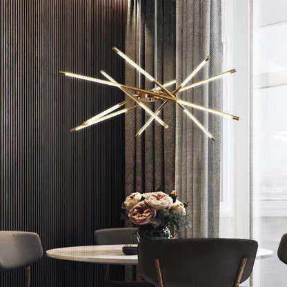 Sophie Moderne Glas-Metall LED-Hängeleuchte Luxuriöser goldener Mehrfach-Kronleuchter