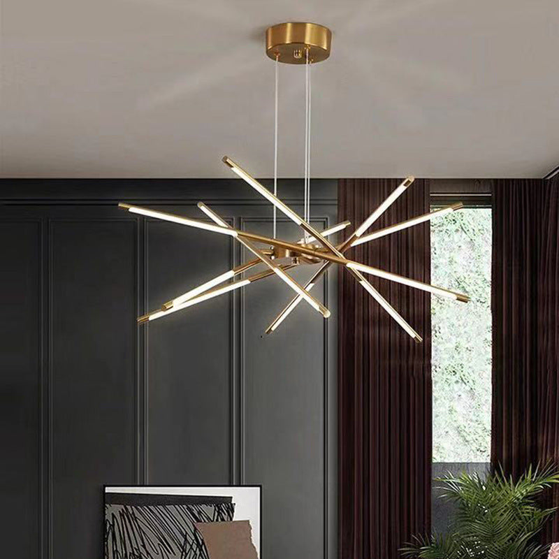Sophie Moderne Glas-Metall LED-Hängeleuchte Luxuriöser goldener Mehrfach-Kronleuchter