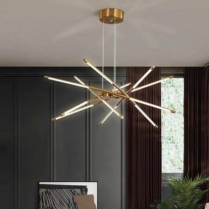 Sophie Moderne Glas-Metall LED-Hängeleuchte Luxuriöser goldener Mehrfach-Kronleuchter
