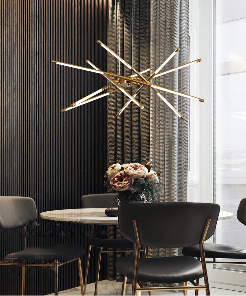 Sophie Moderne Glas-Metall LED-Hängeleuchte Luxuriöser goldener Mehrfach-Kronleuchter
