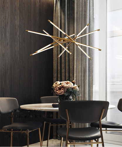 Sophie Moderne Glas-Metall LED-Hängeleuchte Luxuriöser goldener Mehrfach-Kronleuchter