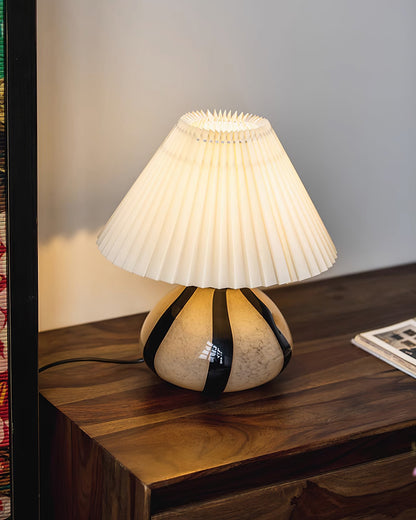Élina Pleated Cavolo Table Lamp with Fabric and Glass Design