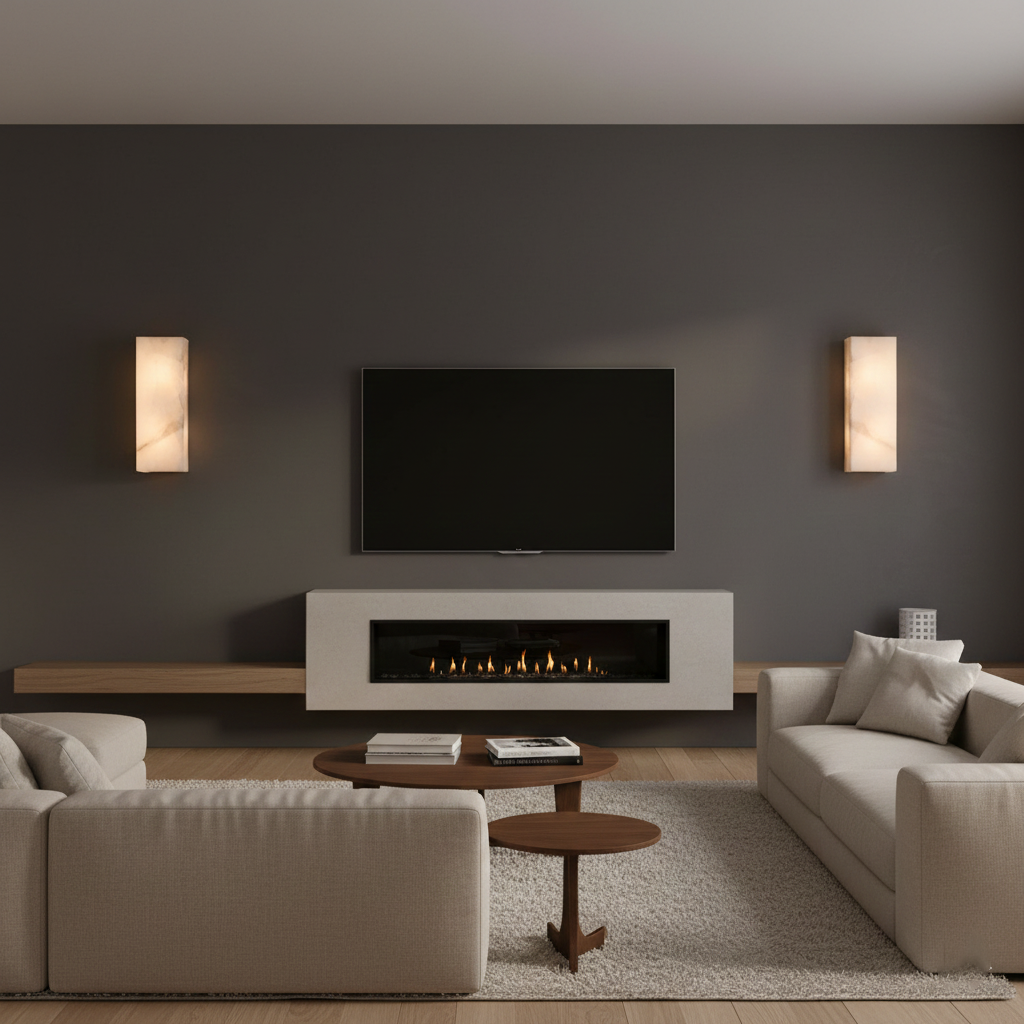 Wandleuchte Élodie, rechteckig, Alabaster, mit LED-Beleuchtung