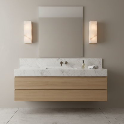 Wandleuchte Élodie, rechteckig, Alabaster, mit LED-Beleuchtung