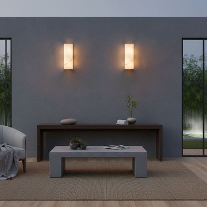 Wandleuchte Élodie, rechteckig, Alabaster, mit LED-Beleuchtung