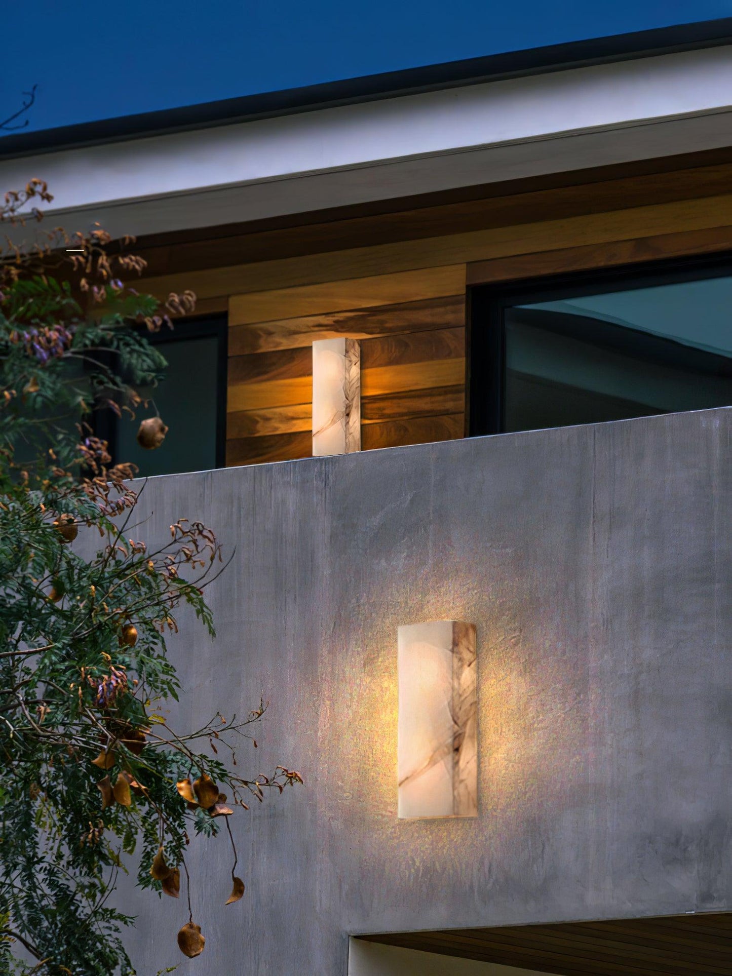 Wandleuchte Élodie, rechteckig, Alabaster, mit LED-Beleuchtung