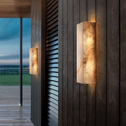 Wandleuchte Élodie, rechteckig, Alabaster, mit LED-Beleuchtung