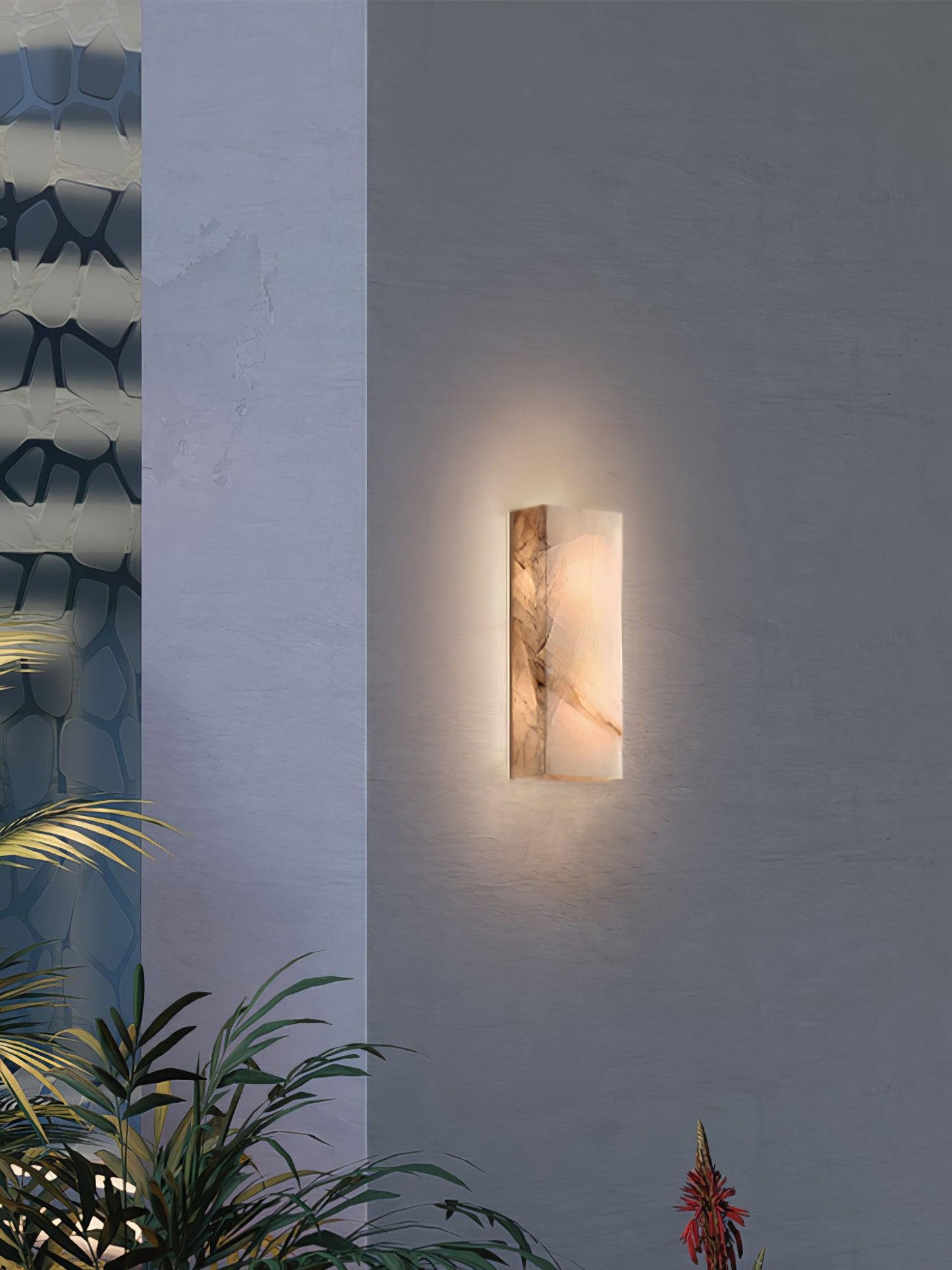 Wandleuchte Élodie, rechteckig, Alabaster, mit LED-Beleuchtung