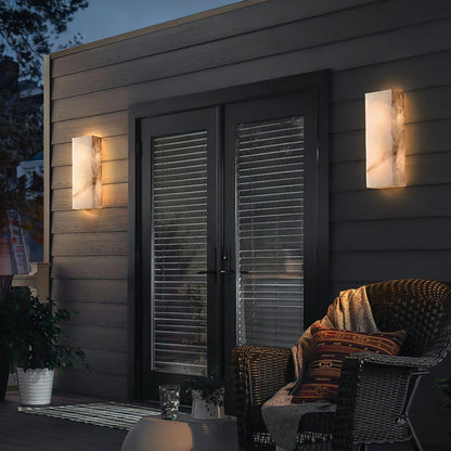 Wandleuchte Élodie, rechteckig, Alabaster, mit LED-Beleuchtung