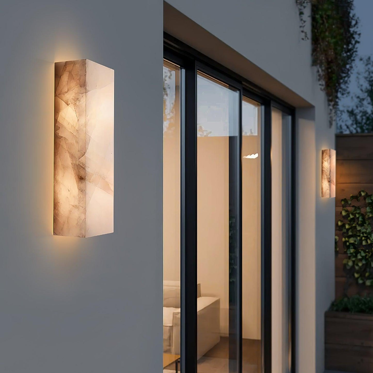 Wandleuchte Élodie, rechteckig, Alabaster, mit LED-Beleuchtung
