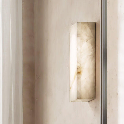 Wandleuchte Élodie, rechteckig, Alabaster, mit LED-Beleuchtung