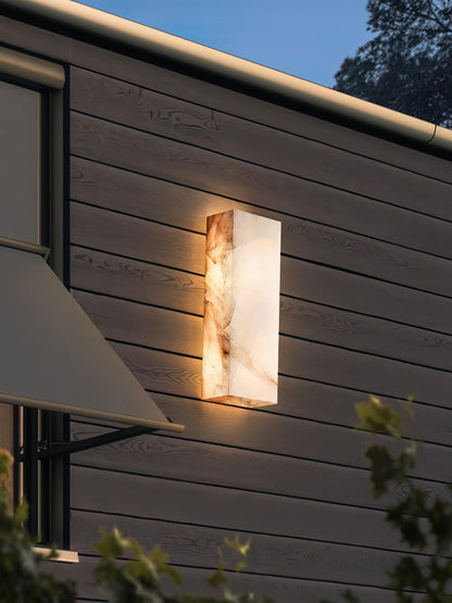 Wandleuchte Élodie, rechteckig, Alabaster, mit LED-Beleuchtung