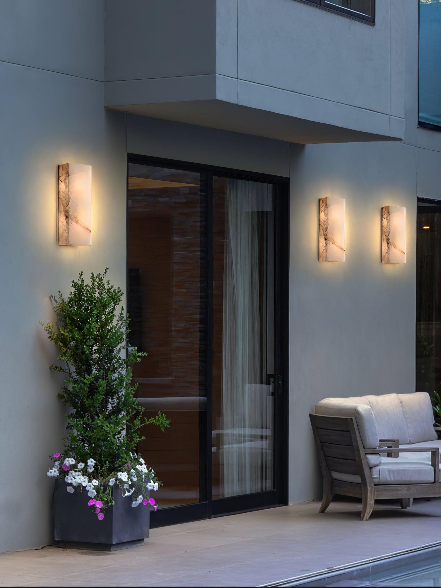 Wandleuchte Élodie, rechteckig, Alabaster, mit LED-Beleuchtung