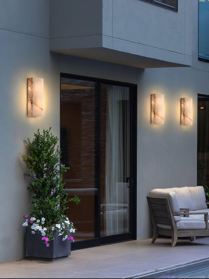 Wandleuchte Élodie, rechteckig, Alabaster, mit LED-Beleuchtung