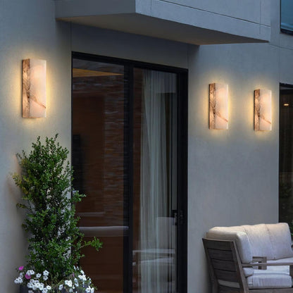 Wandleuchte Élodie, rechteckig, Alabaster, mit LED-Beleuchtung