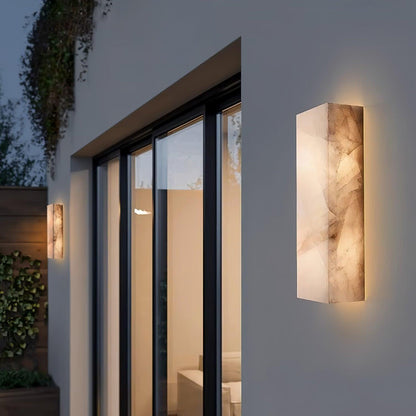 Wandleuchte Élodie, rechteckig, Alabaster, mit LED-Beleuchtung