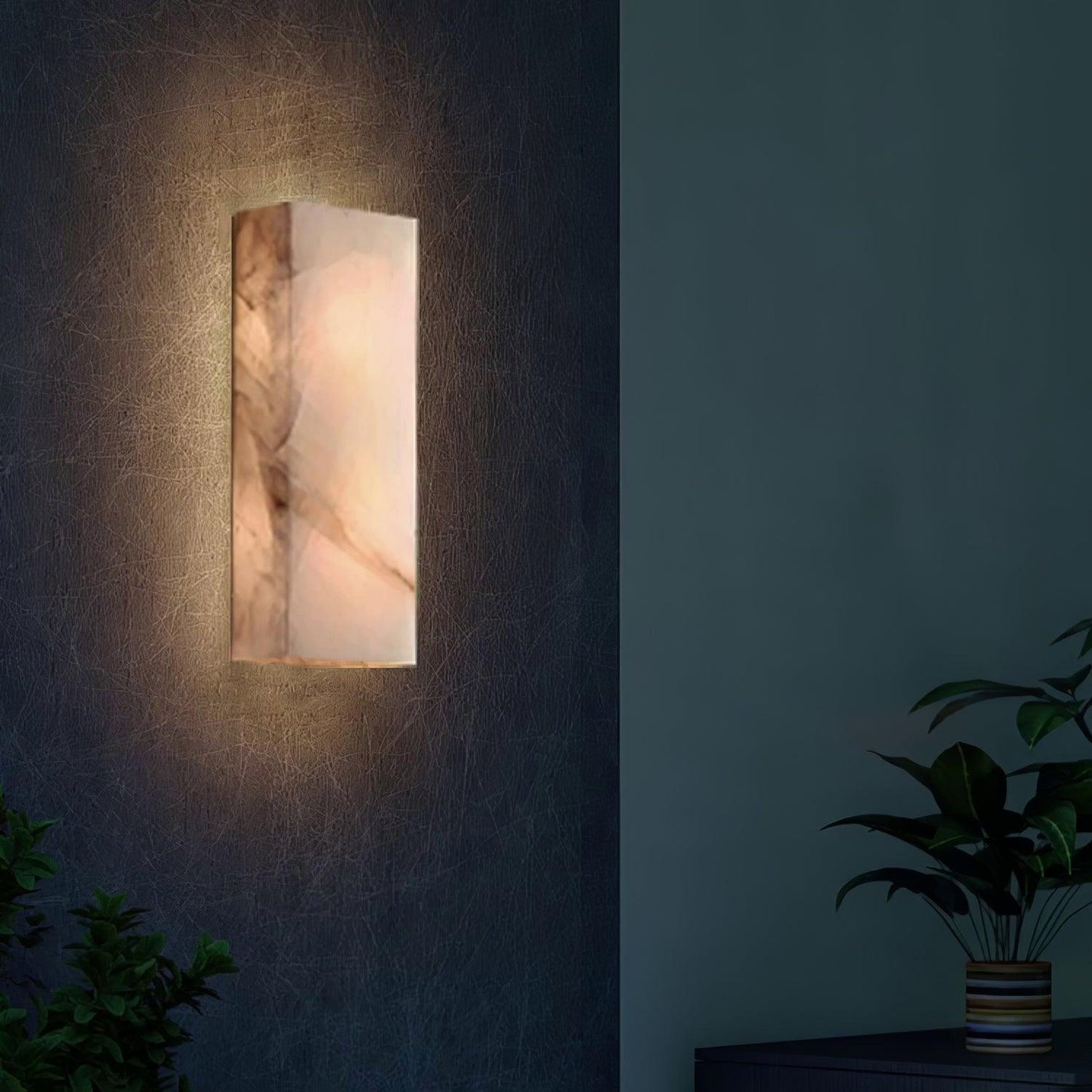 Wandleuchte Élodie, rechteckig, Alabaster, mit LED-Beleuchtung