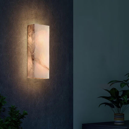 Wandleuchte Élodie, rechteckig, Alabaster, mit LED-Beleuchtung