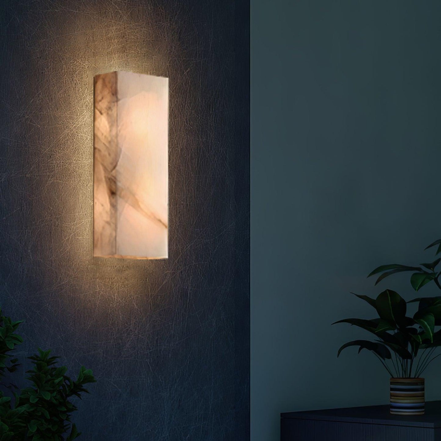 Wandleuchte Élodie, rechteckig, Alabaster, mit LED-Beleuchtung